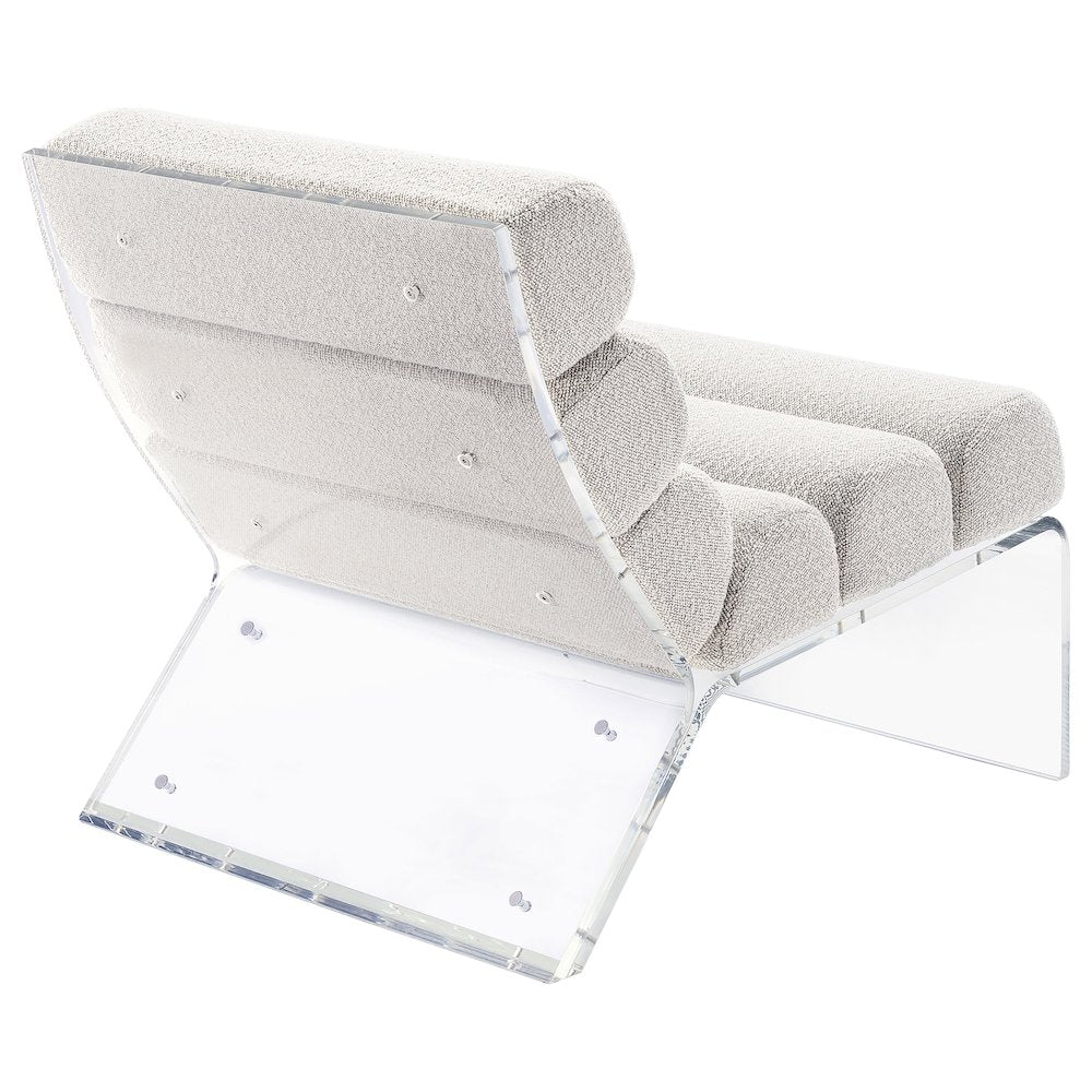 Serreta Boucle Upholstered Armless Acrylic Chair Ivory