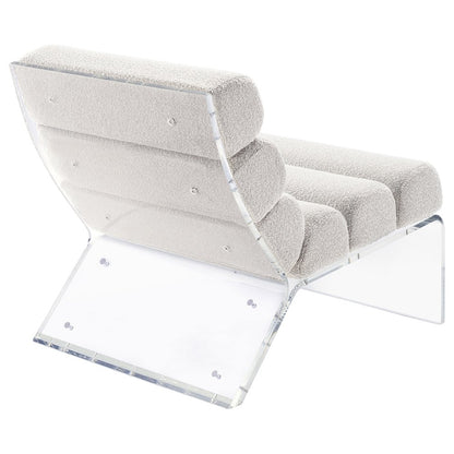 Serreta Boucle Upholstered Armless Acrylic Chair Ivory