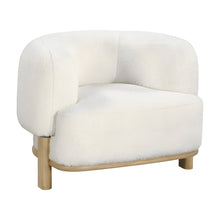 Upholstered Barrel Back Accent Chair with Wood Legs, Ivory