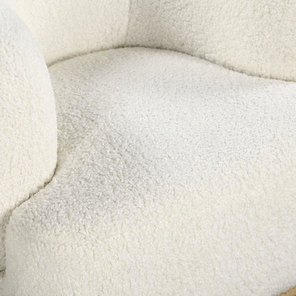 Upholstered Barrel Back Accent Chair with Wood Legs, Ivory