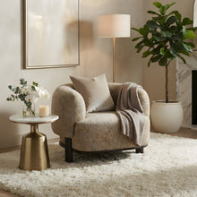 Upholstered Barrel Back Accent Chair with Wood Legs, Brown