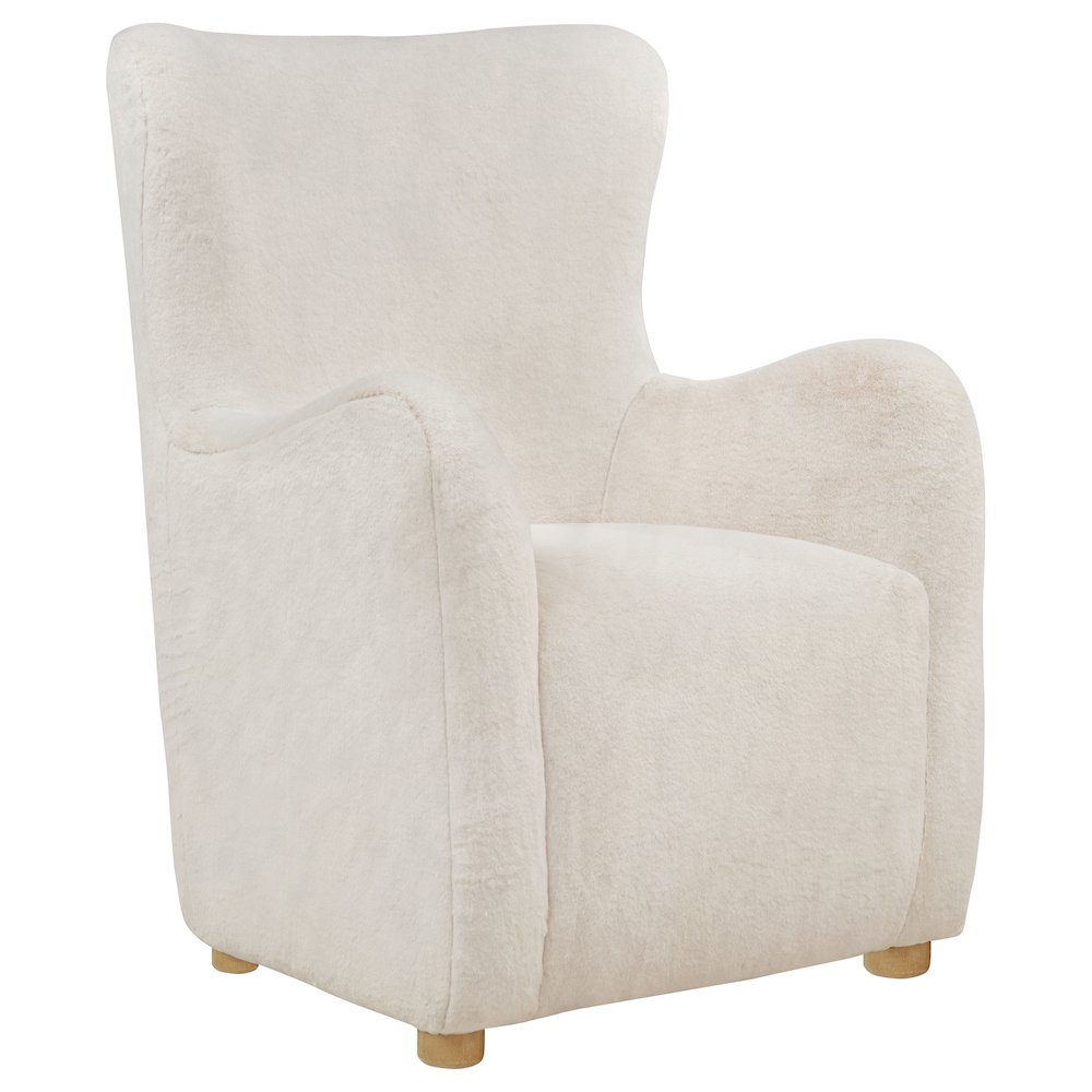 Thornton Faux Fur Upholstered Wingback Lounge Accent Chair Cream