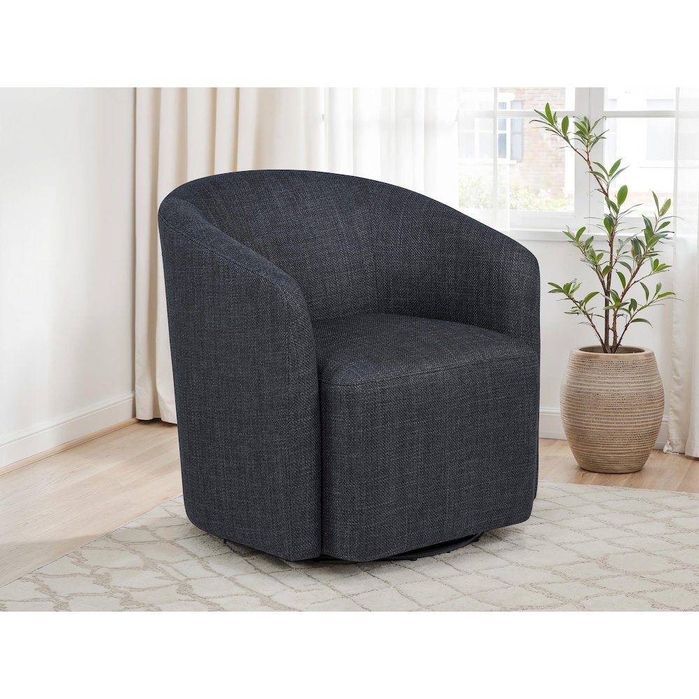 Mossbrook Fabric Upholstered Swivel Accent Chair Anthracite