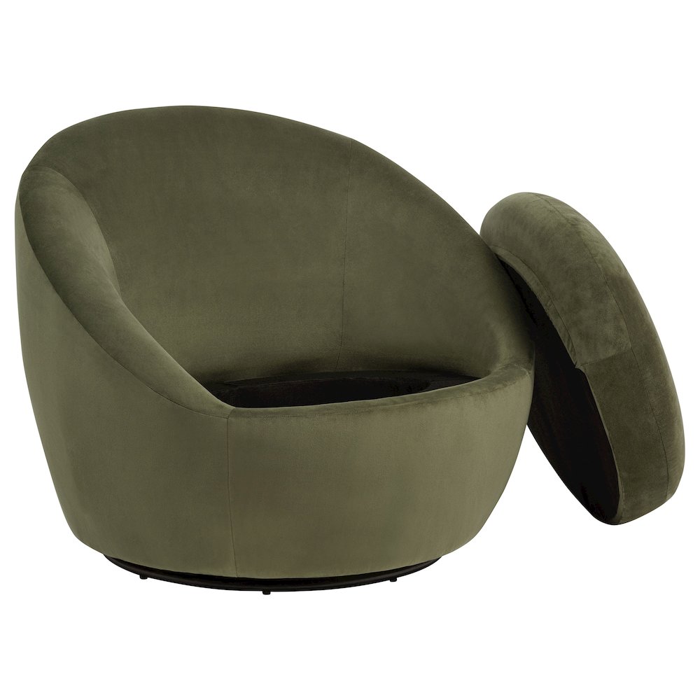 Myernick Velvet Upholstered Swivel Accent Chair Olive