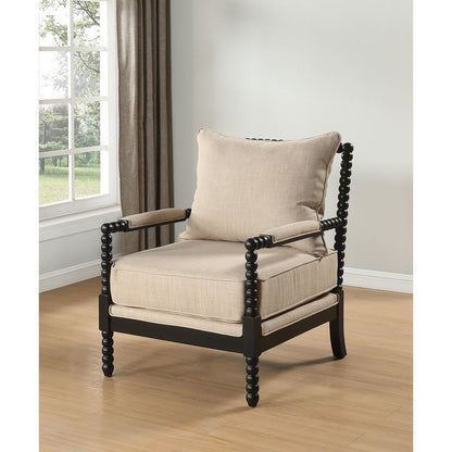 Blanchett Upholstered Bobbin Accent Chair Beige and Black