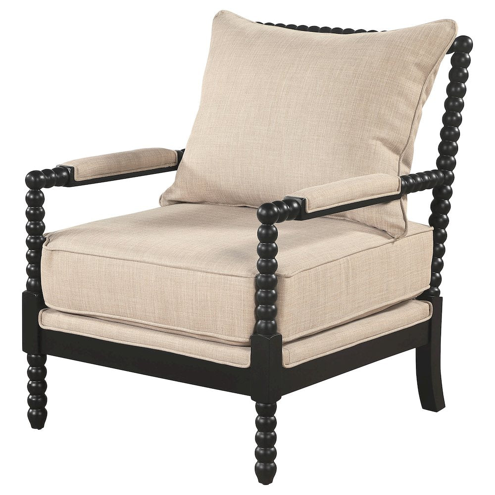 Blanchett Upholstered Bobbin Accent Chair Beige and Black