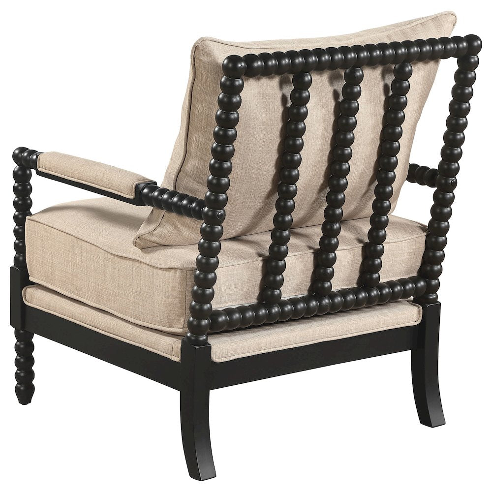 Blanchett Upholstered Bobbin Accent Chair Beige and Black