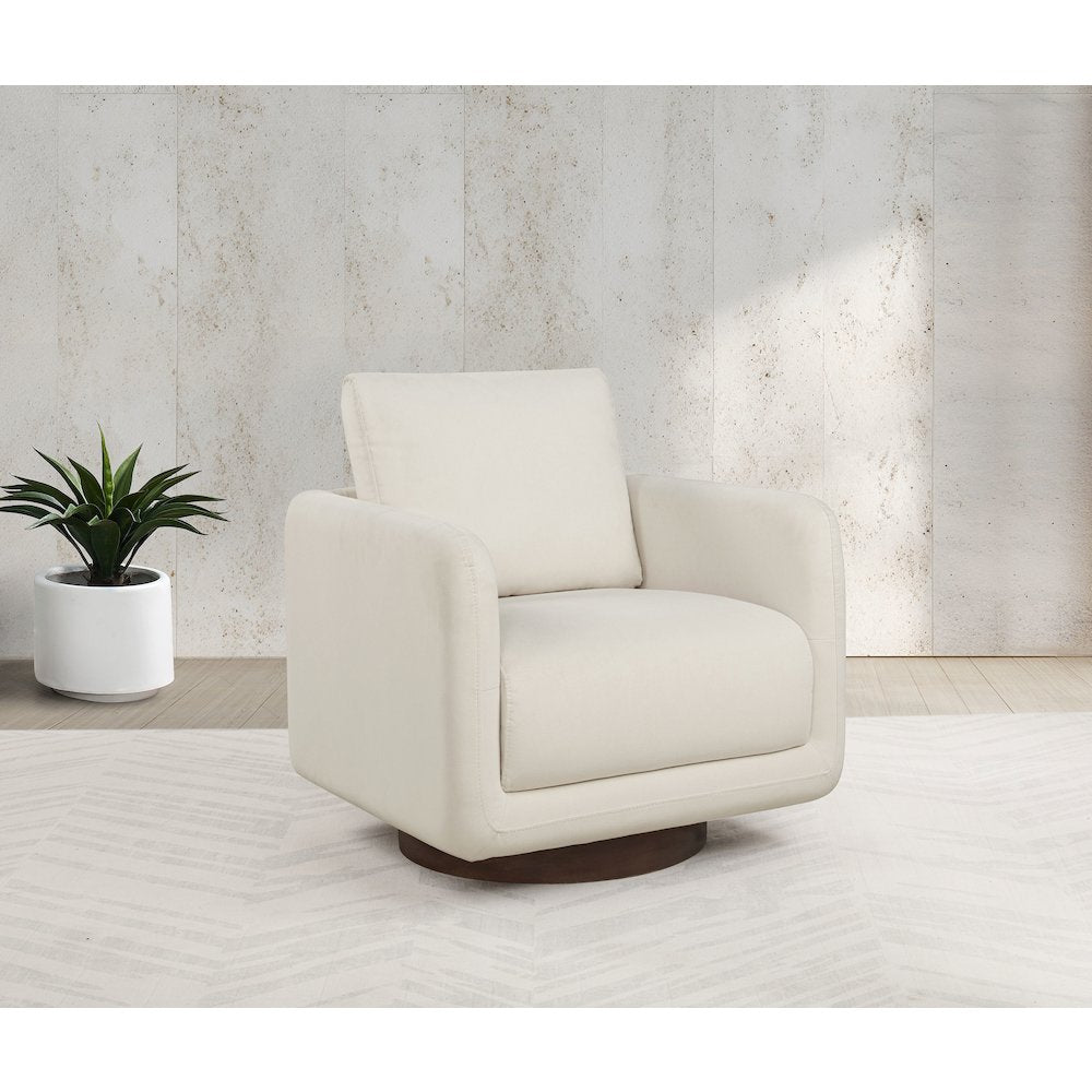 Iris Fabric Upholstered Swivel Accent Chair Ivory
