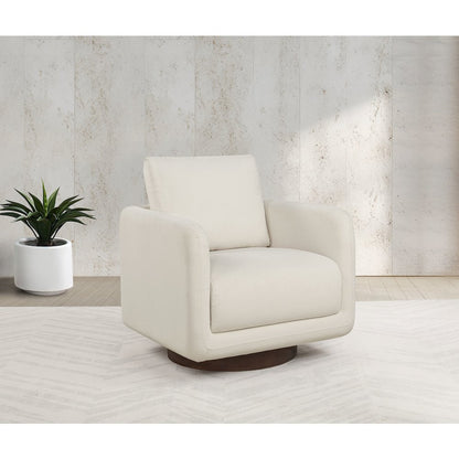 Iris Fabric Upholstered Swivel Accent Chair Ivory