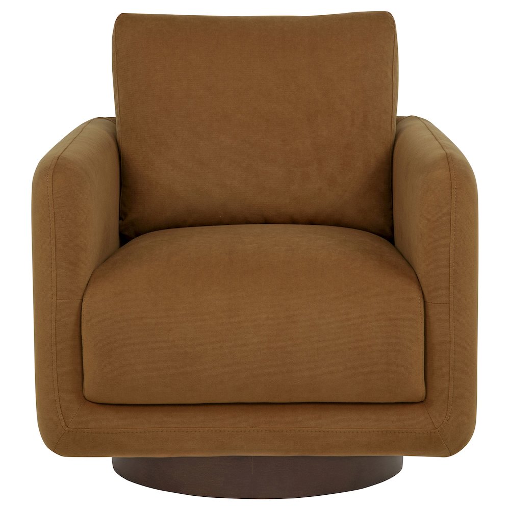 Iris Fabric Upholstered Swivel Accent Chair Rust