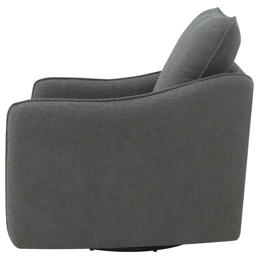 Madia Upholstered Sloped Arm Swivel Glider Chair Charcoal