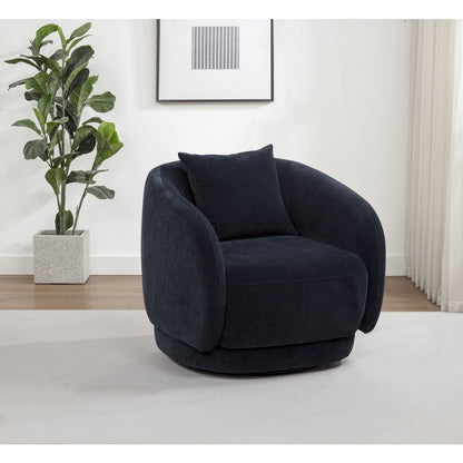 Arnaud Chenille Upholstered Swivel Accent Chair Navy