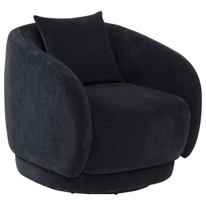 Arnaud Chenille Upholstered Swivel Accent Chair Navy