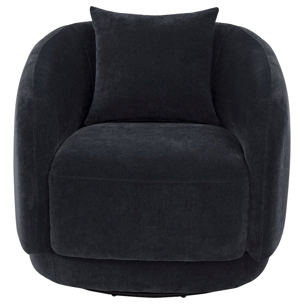 Arnaud Chenille Upholstered Swivel Accent Chair Navy