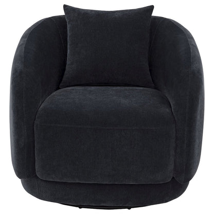 Arnaud Chenille Upholstered Swivel Accent Chair Navy