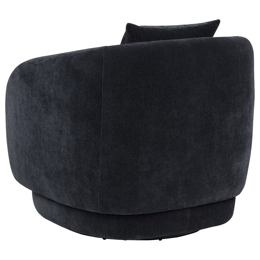 Arnaud Chenille Upholstered Swivel Accent Chair Navy