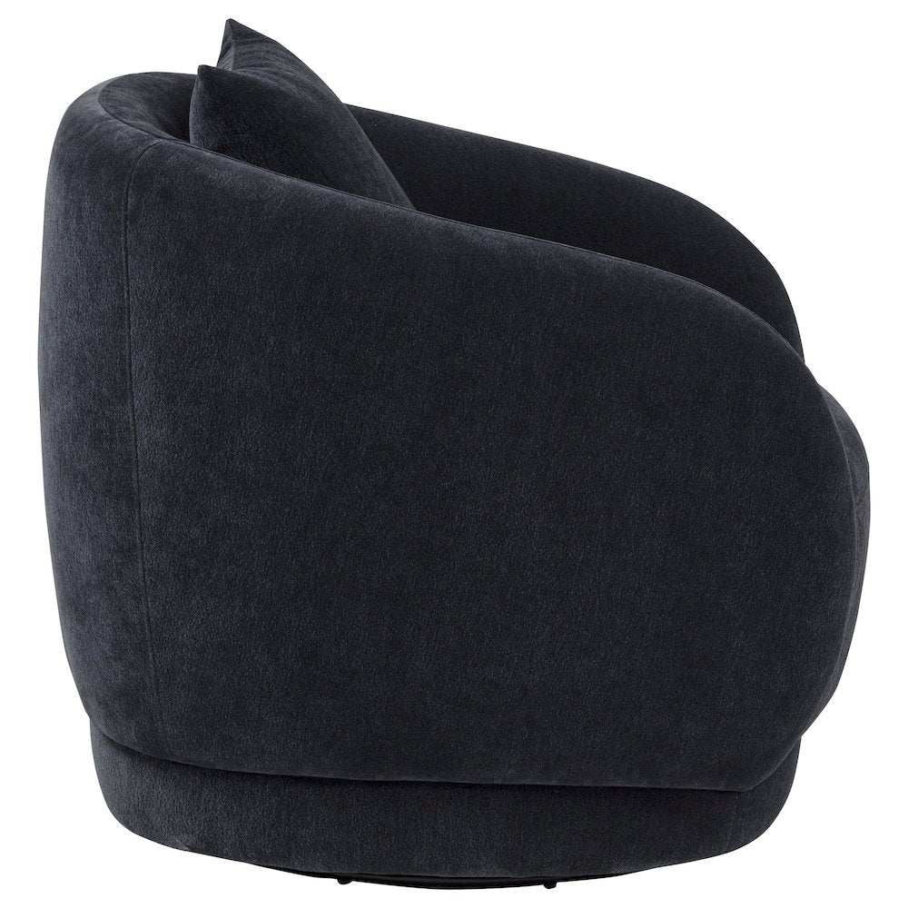 Arnaud Chenille Upholstered Swivel Accent Chair Navy