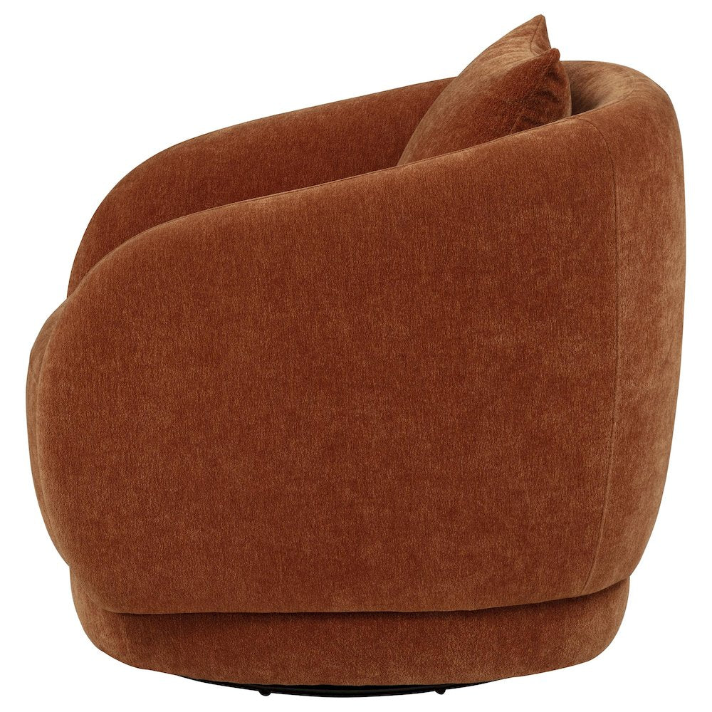 Arnaud Chenille Upholstered Swivel Accent Chair Burnt Orange