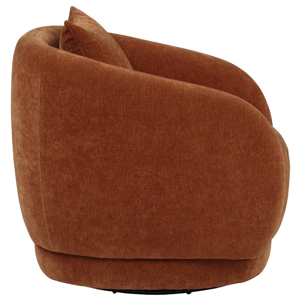 Arnaud Chenille Upholstered Swivel Accent Chair Burnt Orange
