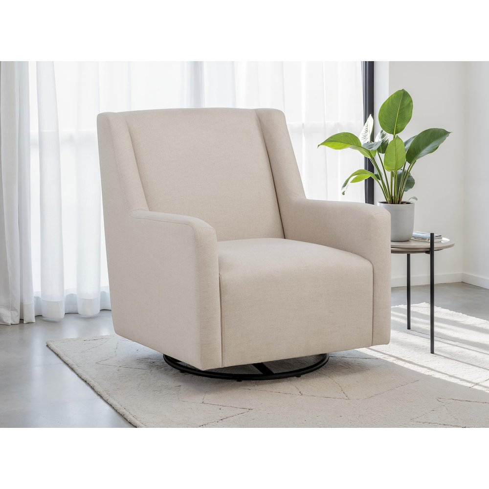Sorrel Fabric Upholstered Swivel Glider Arm Chair Latte