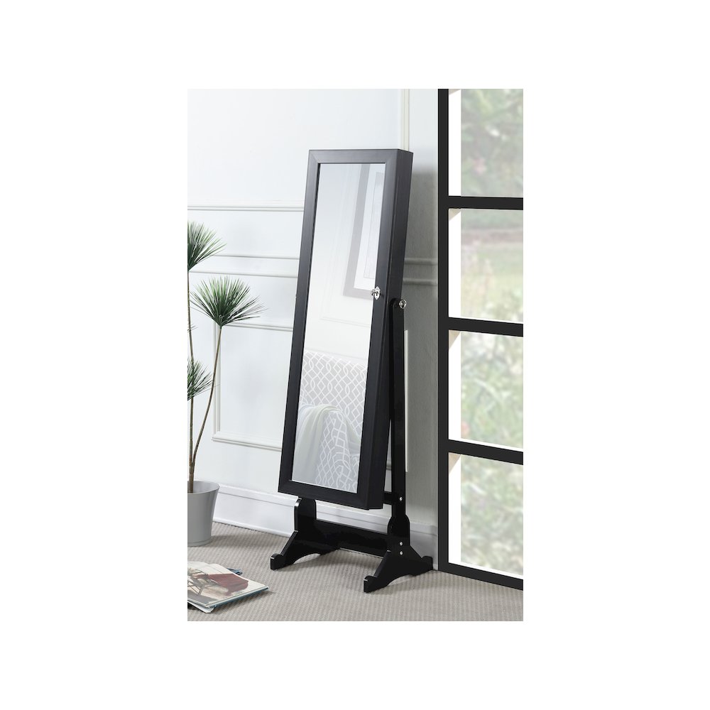 Tutuola Cheval Mirror with Jewelry Storage Black