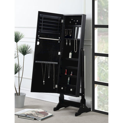 Tutuola Cheval Mirror with Jewelry Storage Black