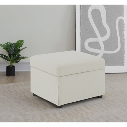 Winter Upholstered Hydraulic Lift Top Storage Ottoman Beige