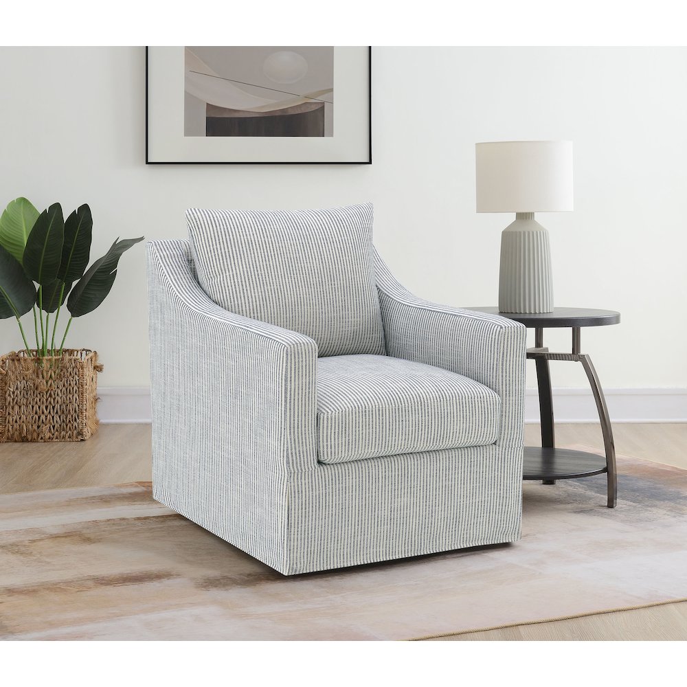 Winter Upholstered Sloped Arm Accent Swivel Chair Grey