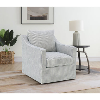Winter Upholstered Sloped Arm Accent Swivel Chair Grey