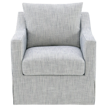 Winter Upholstered Sloped Arm Accent Swivel Chair Grey