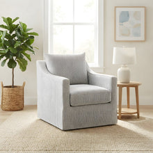 Fabric-Upholstered Swivel Accent Chair with Sloped Arms for Living Room, Grey