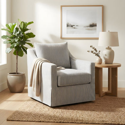 Fabric-Upholstered Swivel Accent Chair with Sloped Arms for Living Room, Grey