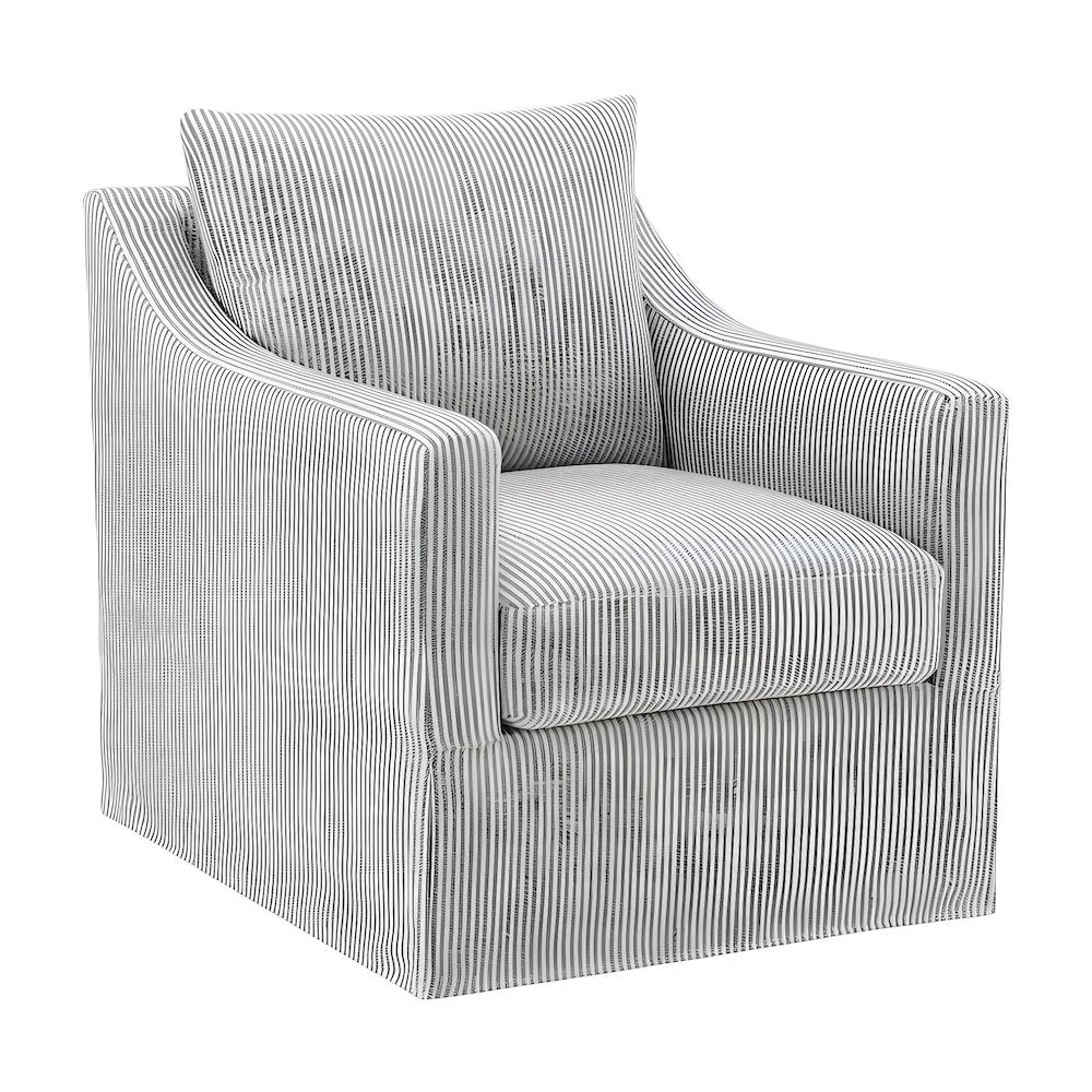 Fabric-Upholstered Swivel Accent Chair with Sloped Arms for Living Room, Grey