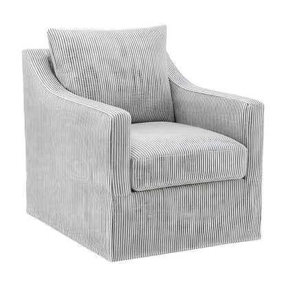 Fabric-Upholstered Swivel Accent Chair with Sloped Arms for Living Room, Grey