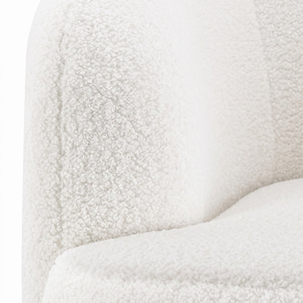 FurniFact Faux Sheepskin Upholstered Swivel Chair with Spin Base, Ivory