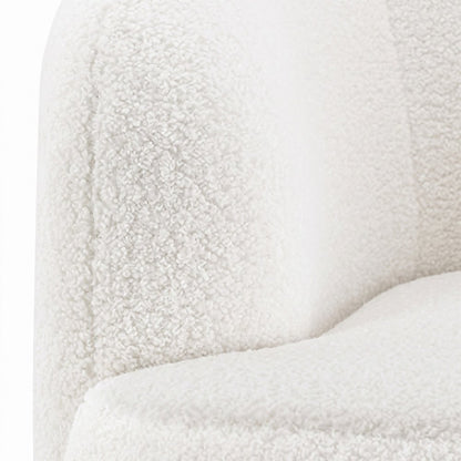 FurniFact Faux Sheepskin Upholstered Swivel Chair with Spin Base, Ivory