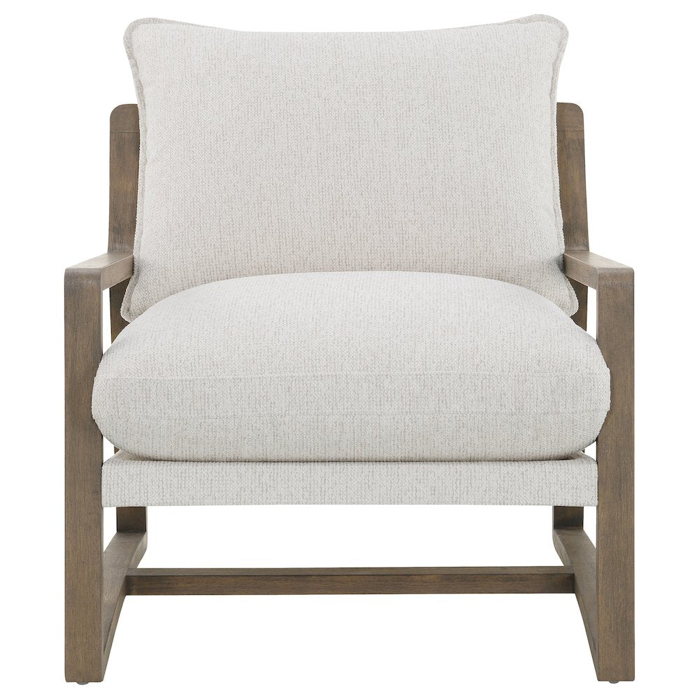 Geneva Boucle Upholstered Wood Arm Accent Chair Sand