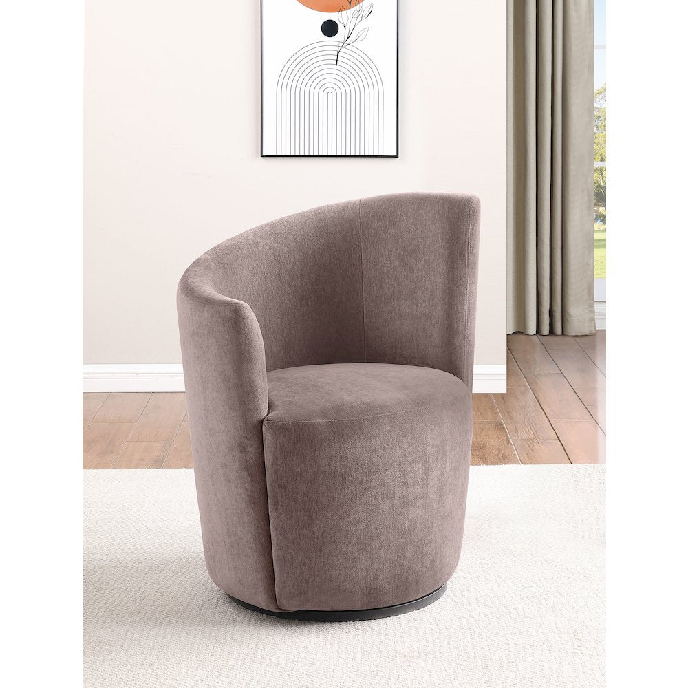 Nueva Upholstered Swivel Chair Curved Backrest Blush