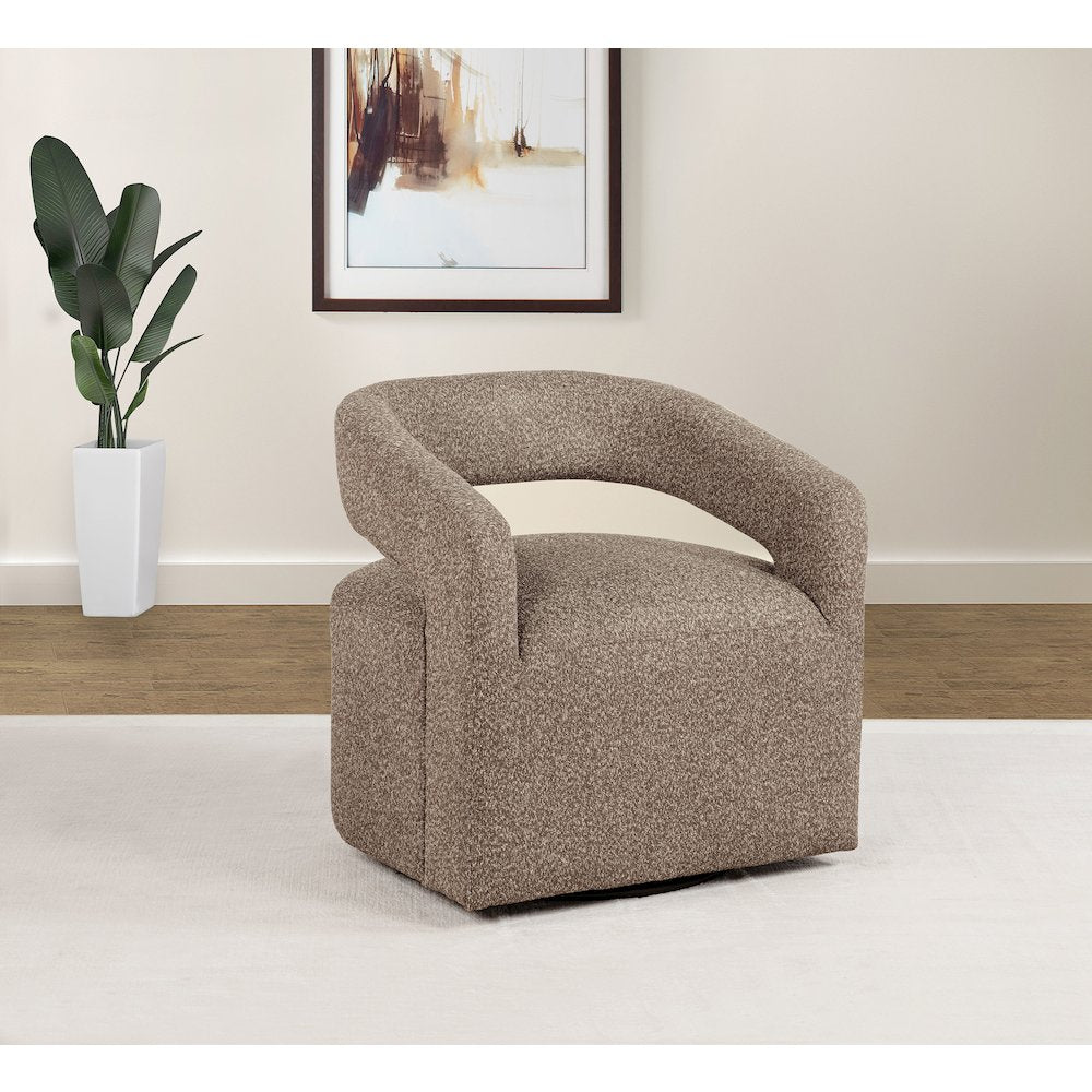 Westhill Boucle Upholstered Swivel Accent Chair Rocky Road