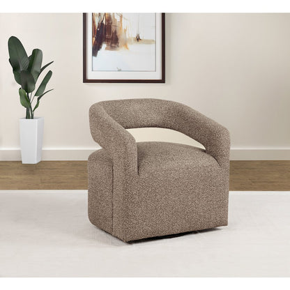 Westhill Boucle Upholstered Swivel Accent Chair Rocky Road