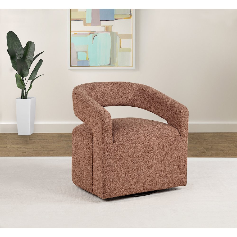 Westhill Boucle Upholstered Swivel Accent Chair Berry