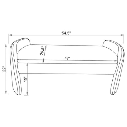 Peoria Velvet Upholstered Accent Bench Ivory