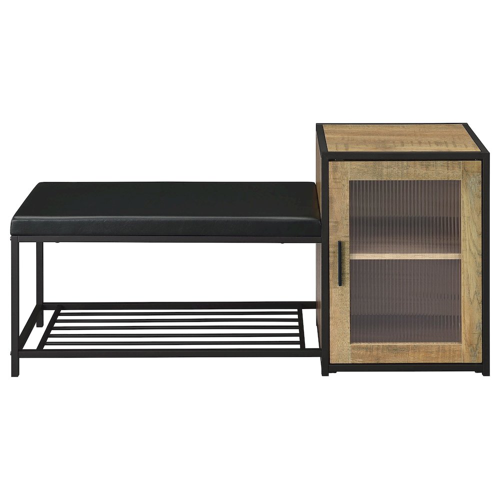 Martino Shoe Storage Entryway Bench with Cabinet Mango and Black