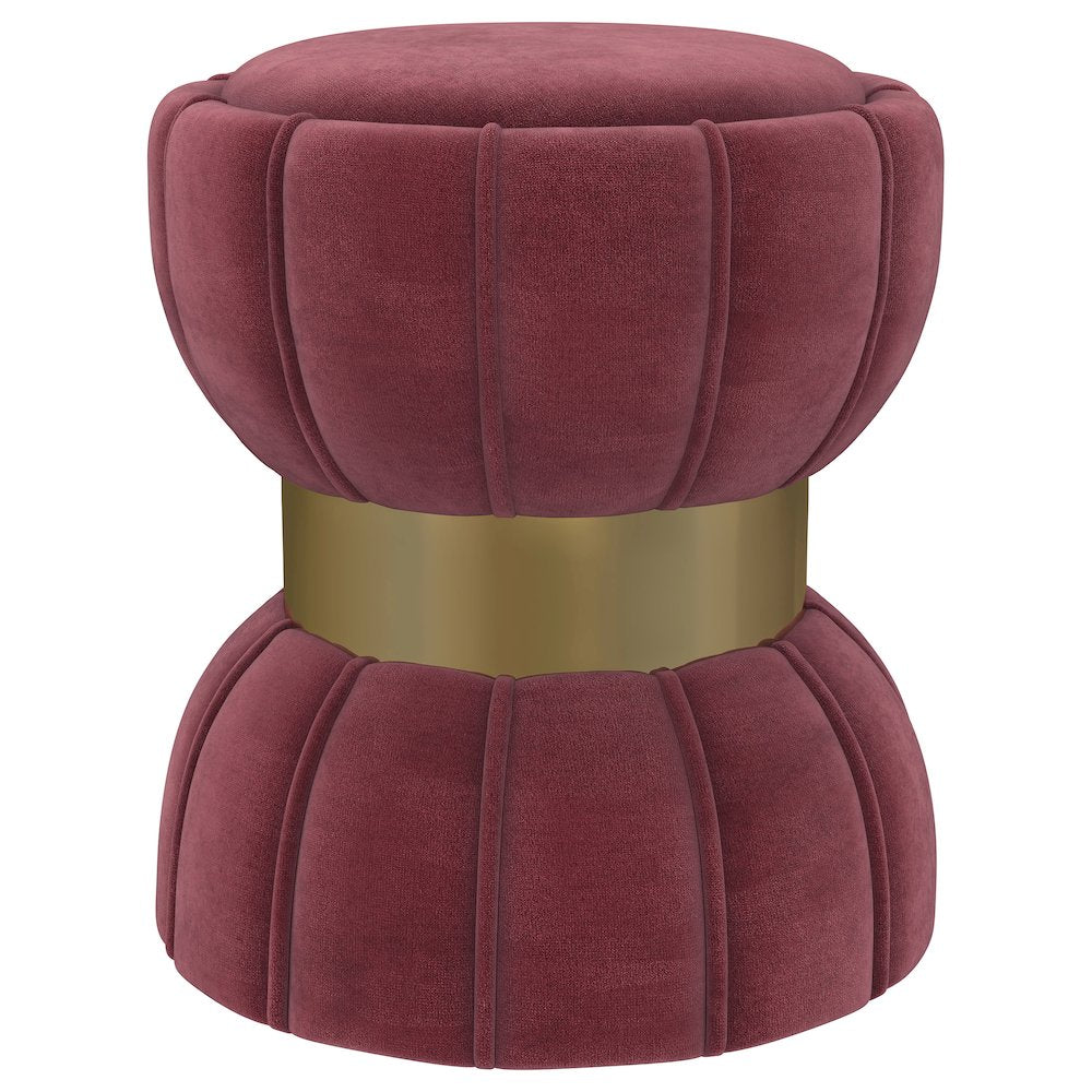 Sora Round Upholstered Ottoman Berry