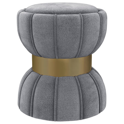 Sora Round Upholstered Ottoman Grey