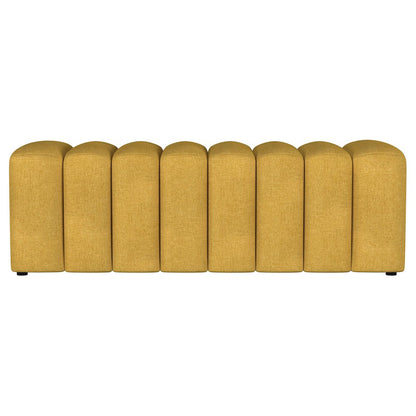 Summer Fabric Upholstered Tufted Accent Bench Mustard Yellow