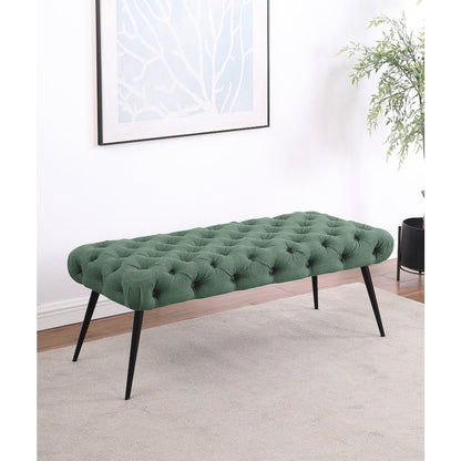 Ella Upholstered Tufted Bench Stainless Steel Legs Teal