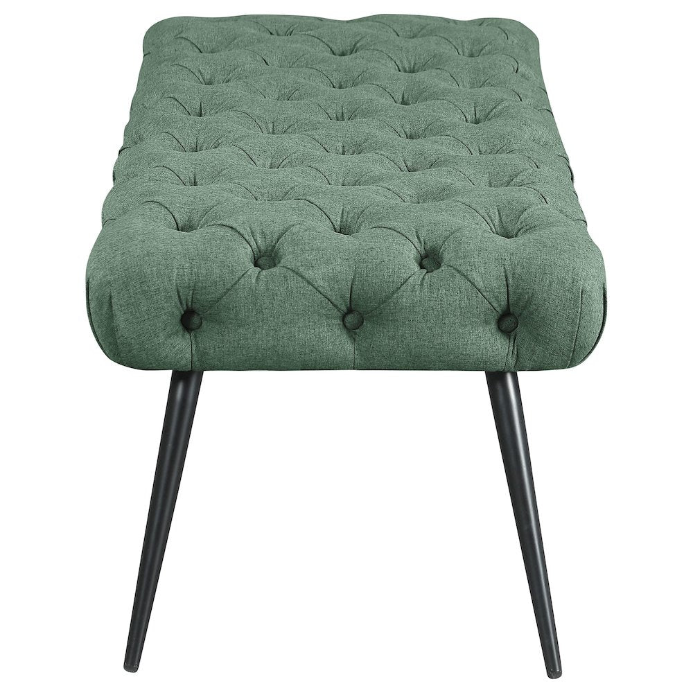 Ella Upholstered Tufted Bench Stainless Steel Legs Teal