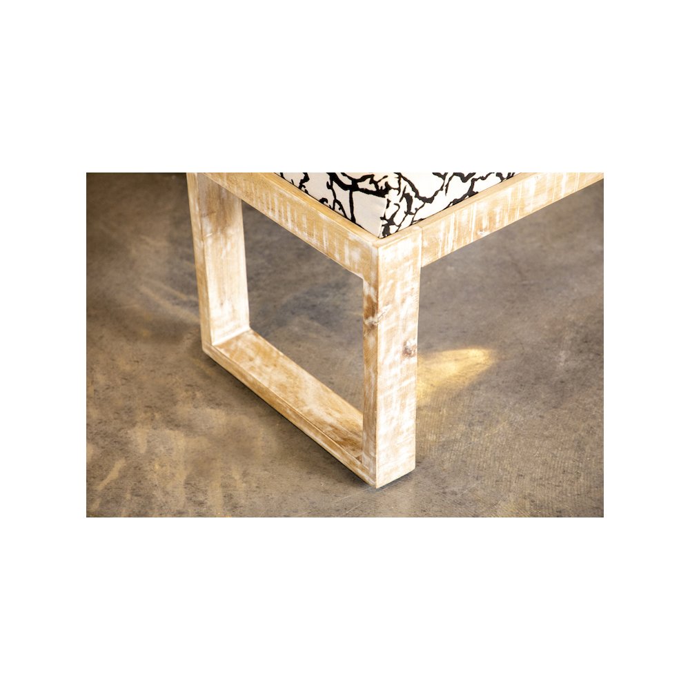 Aiden Fabric Upholstered Accent Bench Distressed White