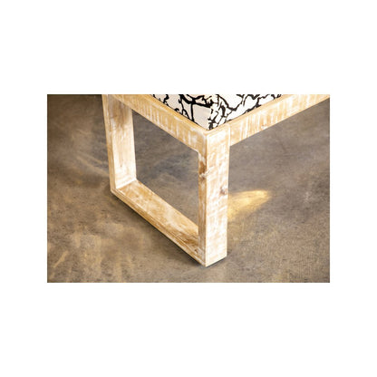 Aiden Fabric Upholstered Accent Bench Distressed White